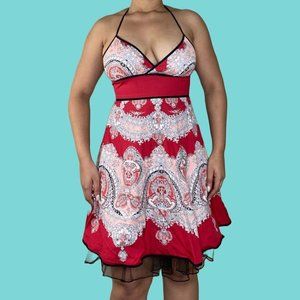 Vintage 90s/Y2k Multi Pattern Halter Dress